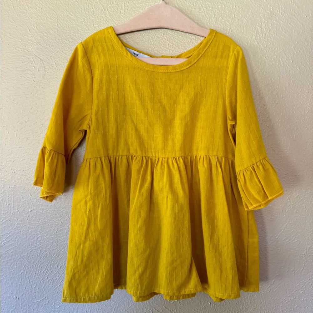 Mustard Top with Ruffle Sleeve and Button Detail from Adorable Sweetness